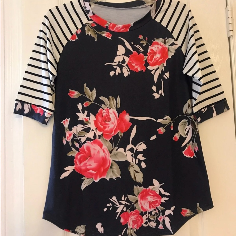 Floral and Stripes Top